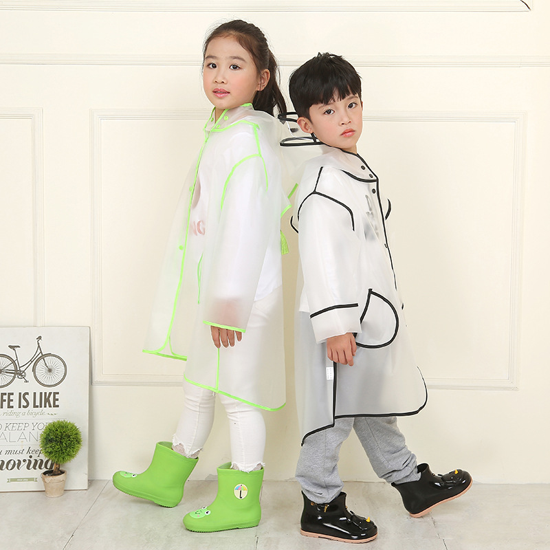 Factory Supplier Children Student Eva Transparent Raincoat Thickened Creative Poncho Printable Logo