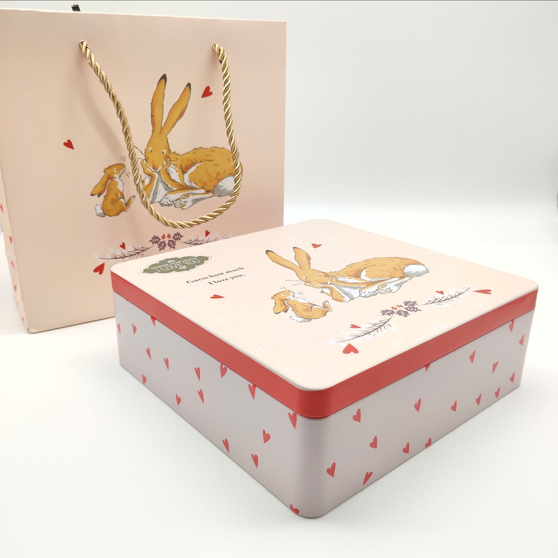 创意 兔子系列方形盒 喜糖礼品礼物盒子精美曲奇饼干马口铁收纳盒