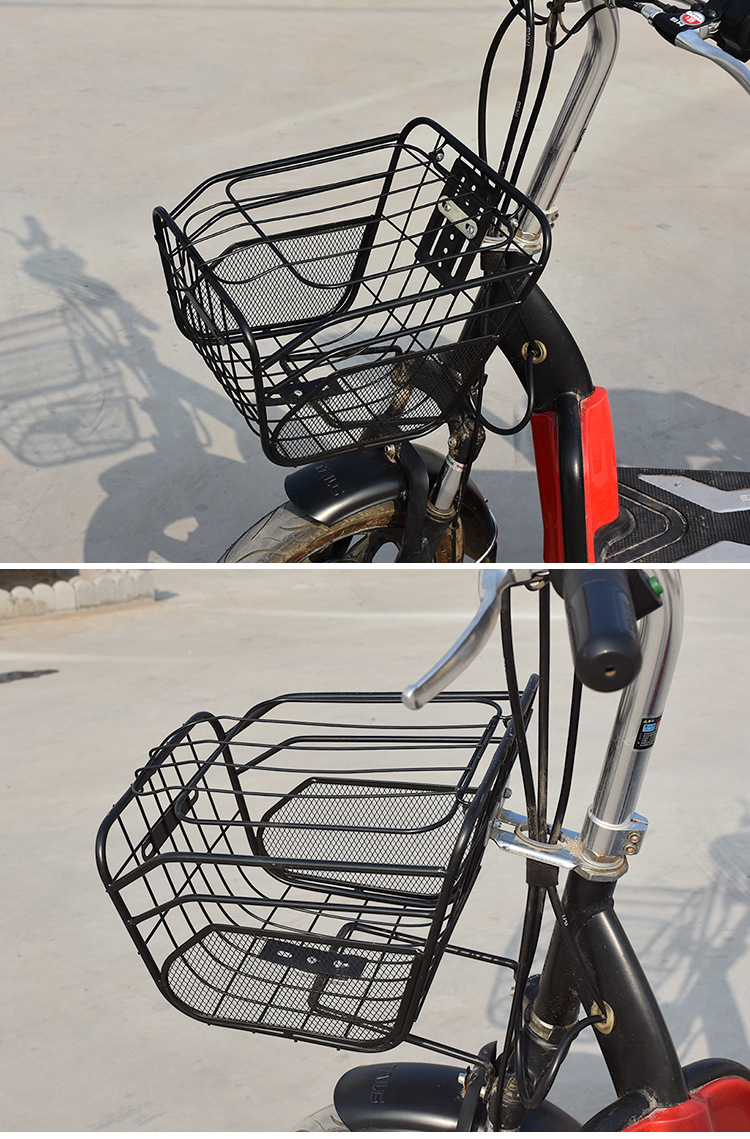 电动自行车车篮子前车筐电瓶车车筐加粗带盖车篓菜篮子电动车车篮