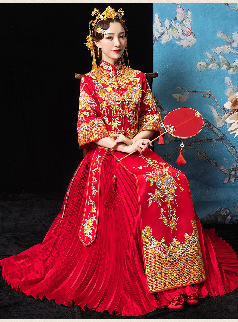 秀禾服新娘2020新款龙凤褂结婚中式婚纱礼服凤冠霞帔古装敬酒服夏