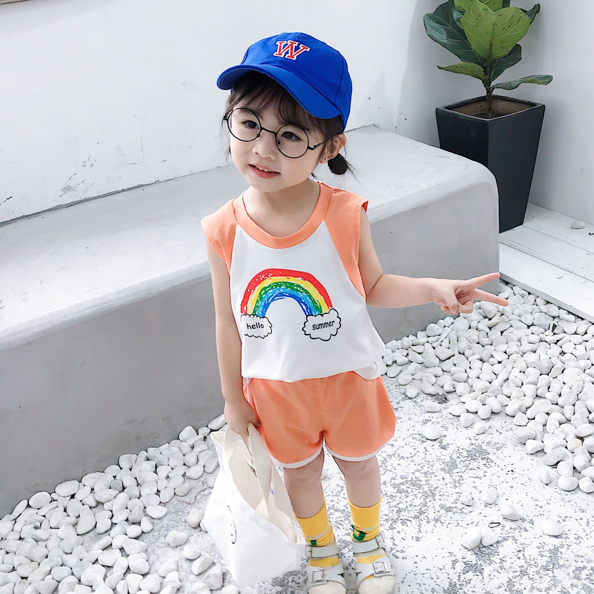 童装新款夏装2019套装韩版中小儿童短袖t恤0-5岁两件套潮一件代发