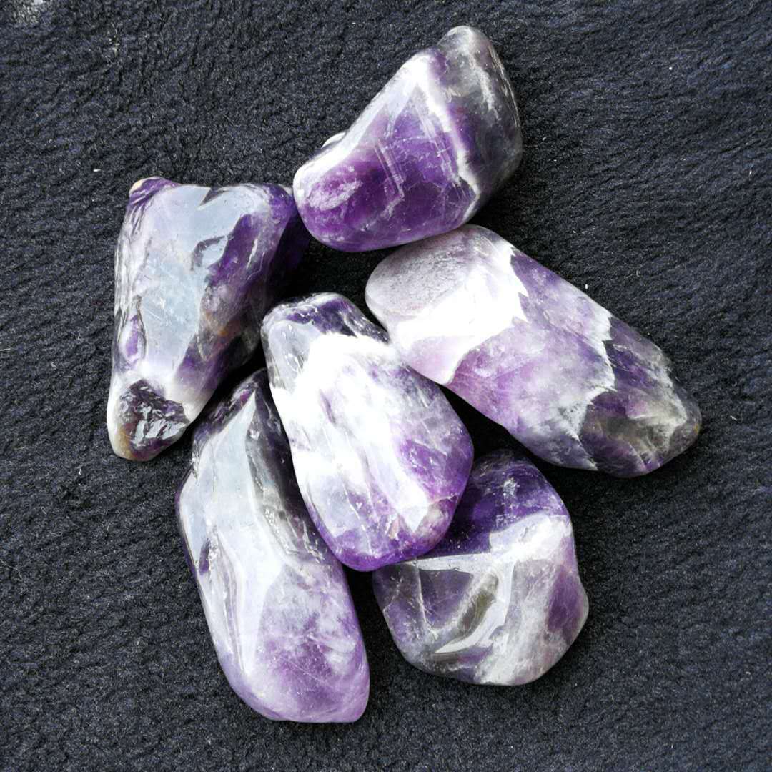 天然大块梦幻紫水晶碎石 鱼缸花盆造景装饰风水转运石4-8cm100克