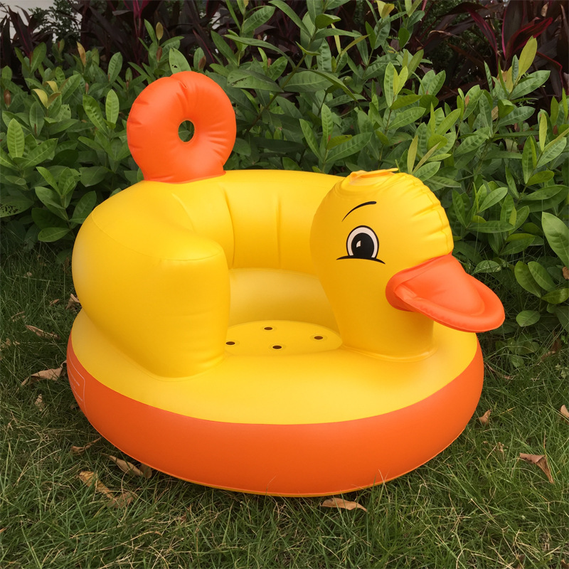 Cross-Border round Bottom Small Yellow Duck Baby Inflatable Small Sofa Baby Learning Seat BB Dining Chair Bath Stool Foldable Toy