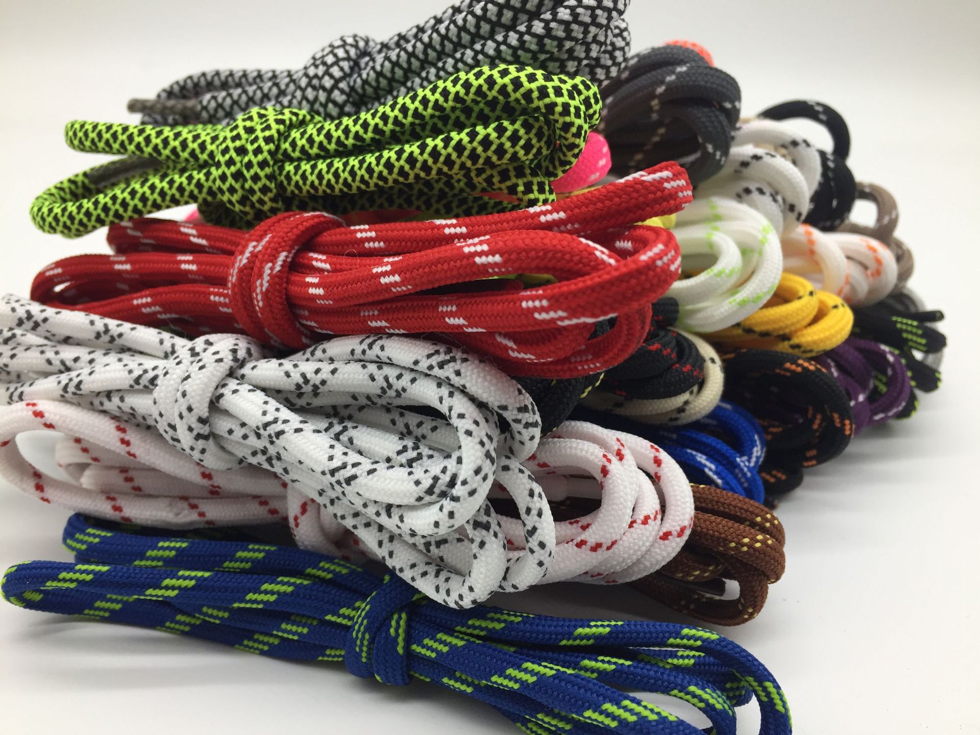 厂家直销 4mm花纹间色圆鞋带 加密加粗圆鞋带 可定制批发