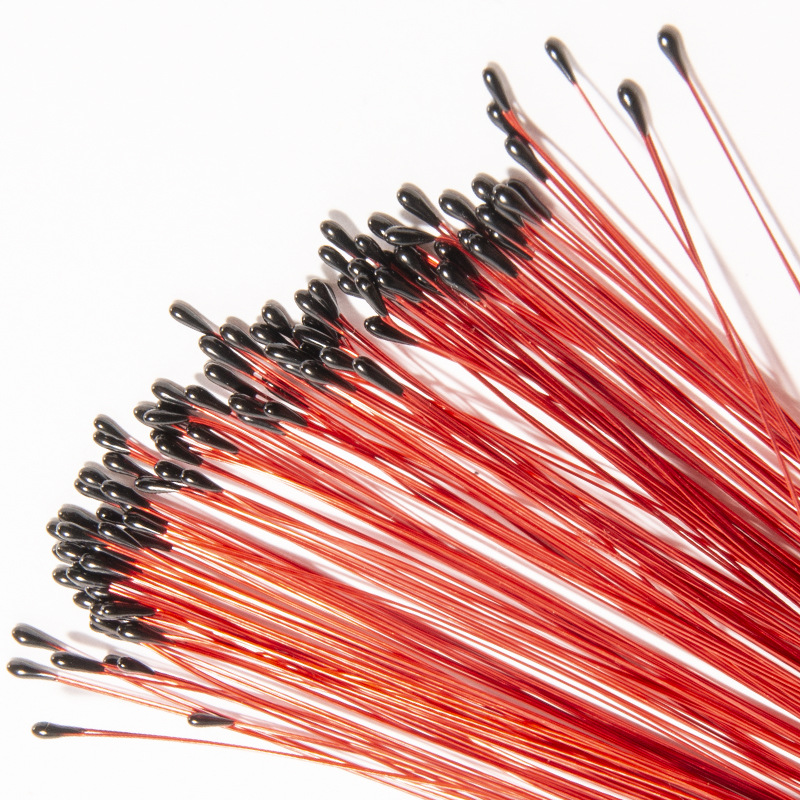 热敏电阻全铜线100k104f 3950绝缘红色ntc漆包线热测温电阻