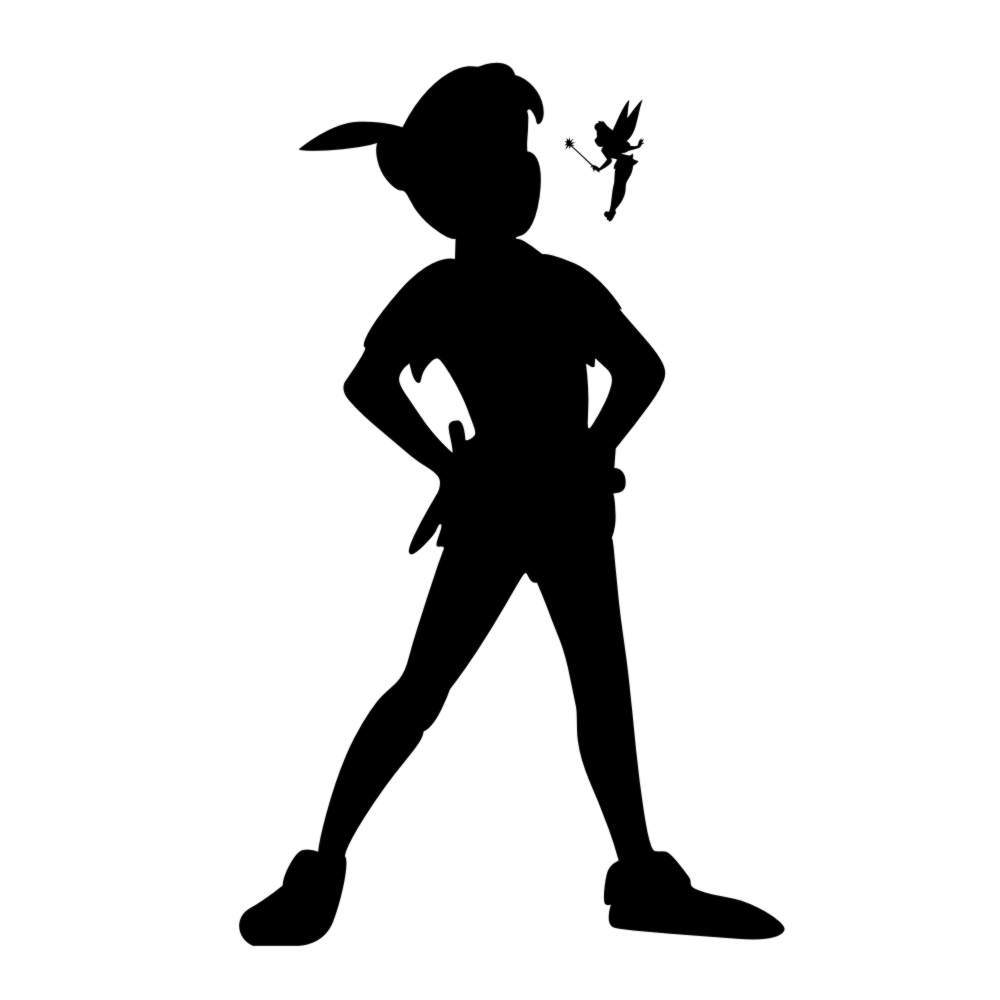 童话人物彼得潘和小仙女剪影卡通精雕墙贴儿童卧室装饰