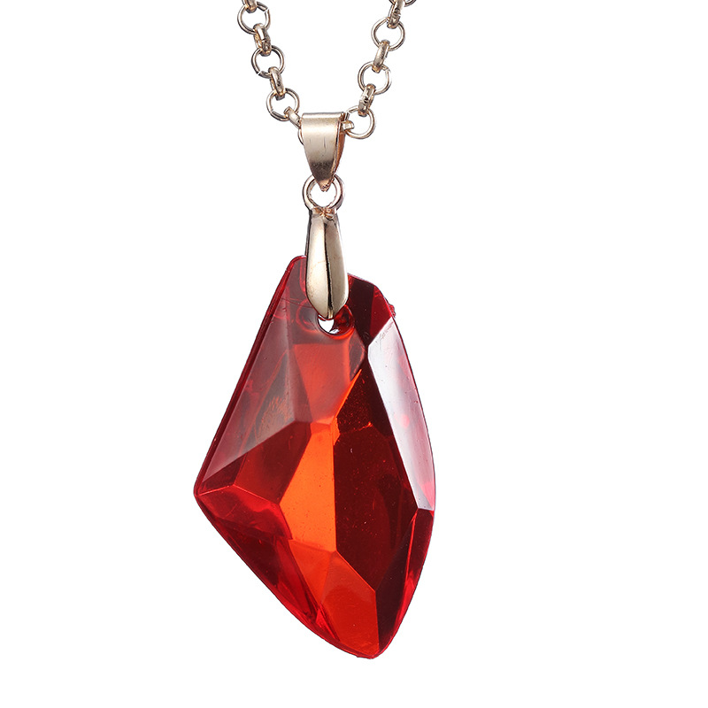 跨境热卖欧美流行哈利波特郝敏红色魔法石项链厂家直销