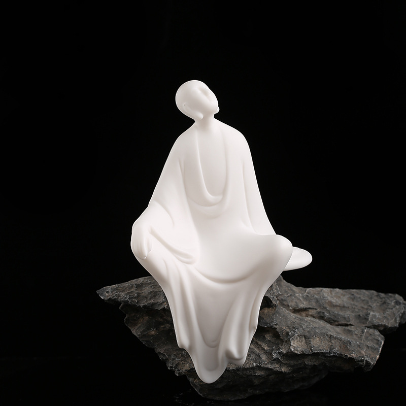 德化白瓷无相佛禅意新中式陶瓷摆件创意现代摆件人物摆件仿古摆件