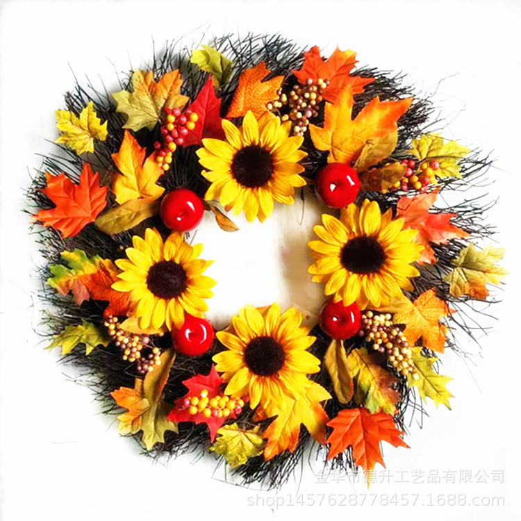 DSEN Cross-Border E-Commerce Thanksgiving Harvest Festival Halloween Apple Autumn Maple Leaf Pumpkin Heliosphere Real Vine Garland