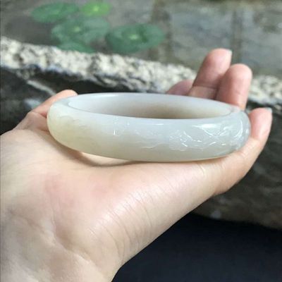 温润斋和田玉青海料荔枝冻老料梅花镯复古女款手饰一手货源附证书