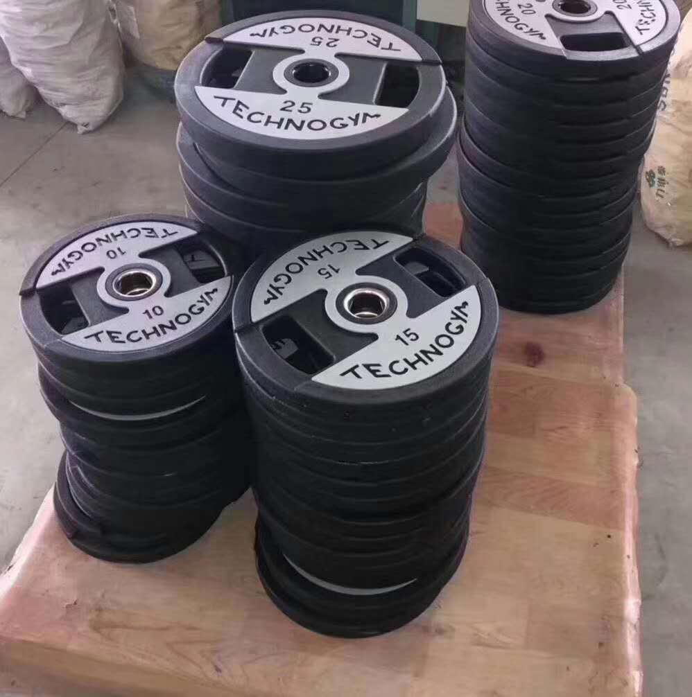 厂家供应环保健杠铃片商用 pu杠铃片 大孔片包胶片