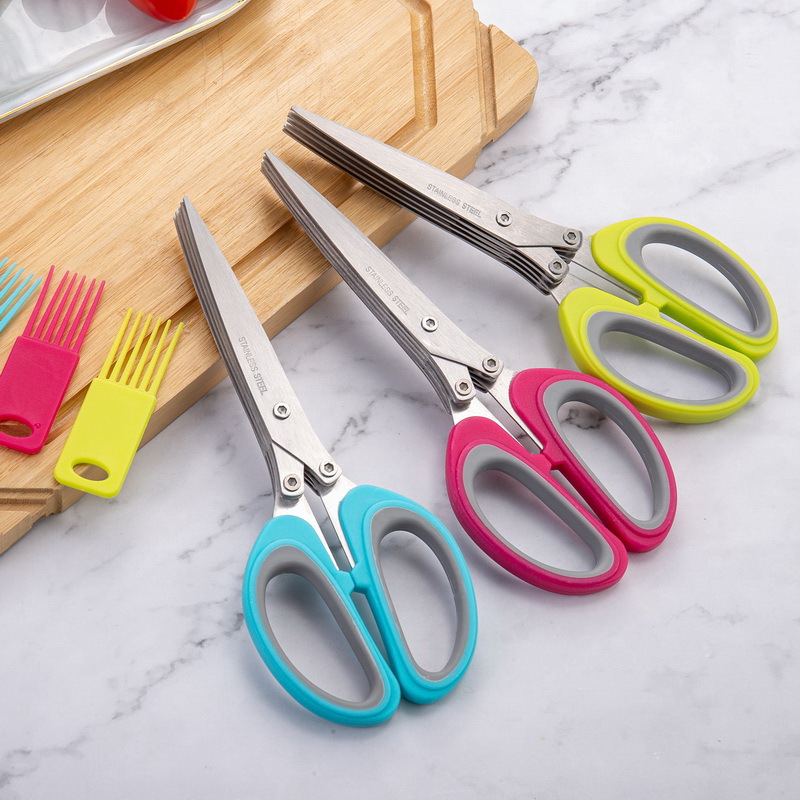 Stainless Steel Five-Layer Green Onion Cutter Five-Layer Green Onion Cutter Spice Seaweed Shredded Scissors Office 