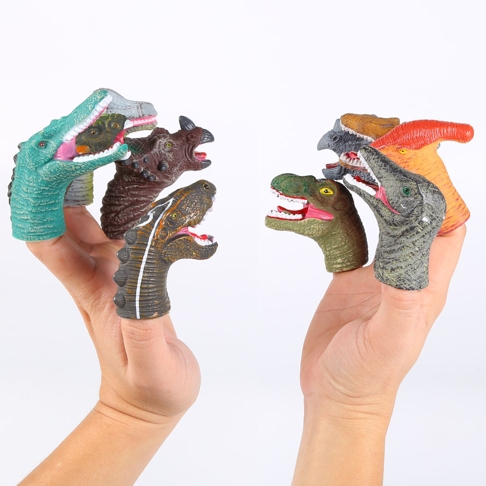 批发抖音同款搪胶手指龙手偶恐龙模型指套玩具恐龙模型手指玩偶全