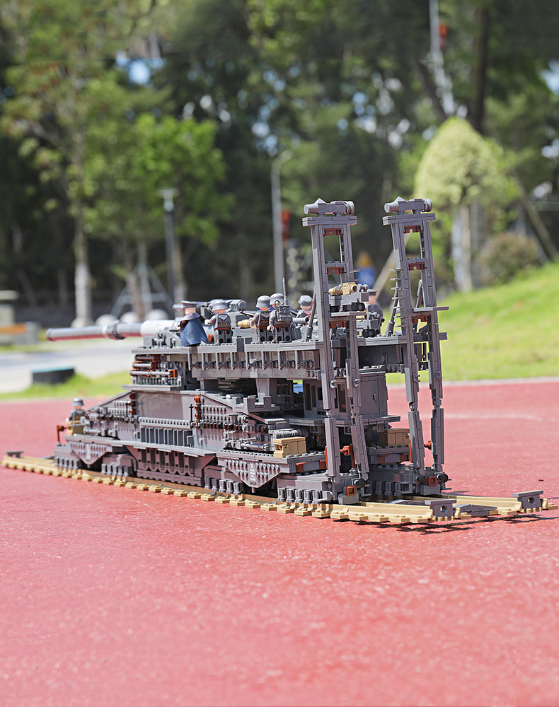 开智10005多拉巨炮古斯塔夫列车炮模型大型积木大人难度拼装玩具