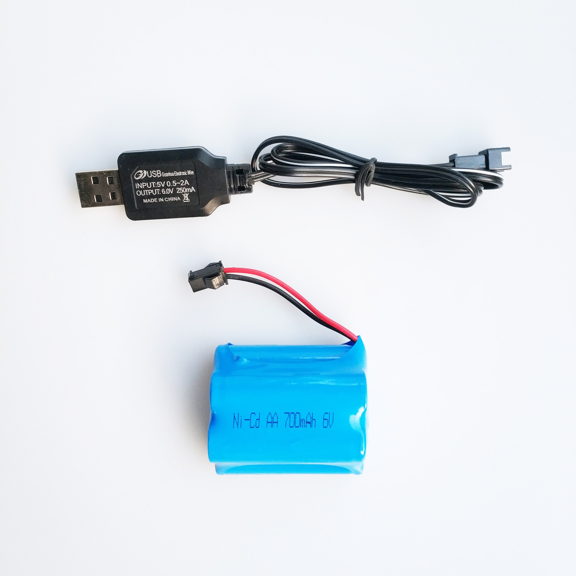 遥控车飞机水弹枪电池6.0v6.4v7.2v7.4vusb充电线sm插头玩具配件