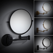 黑色全铜化妆镜 欧式仿古浴室壁挂折叠式美容镜子双面伸缩放大镜