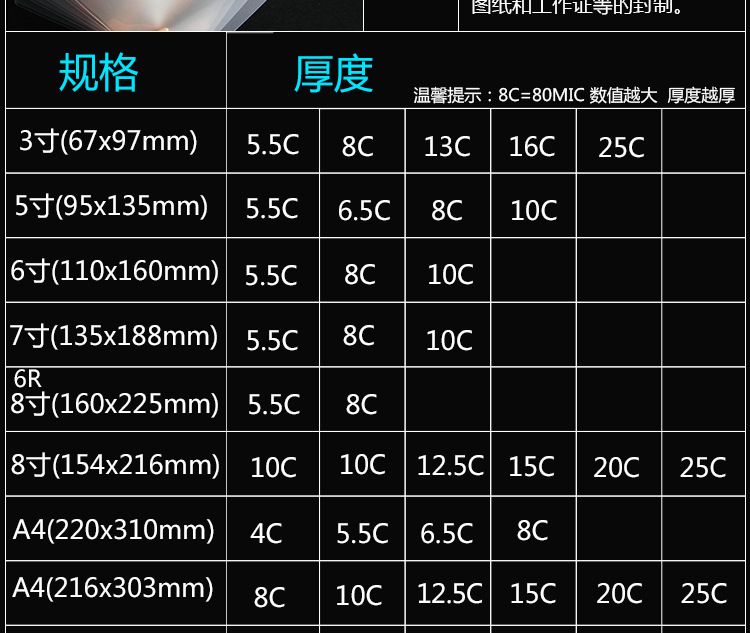 千帆       货号         a4       材质         过塑膜       规格