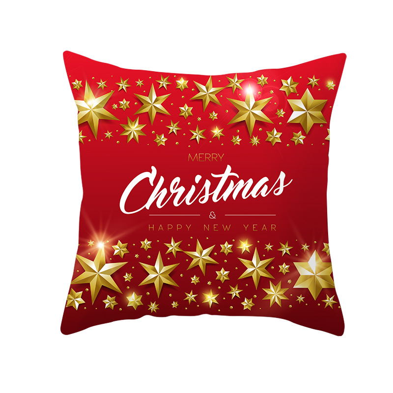 Shopee Popular Red Series 2023 Christmas Pillow Cover Home Peach Skin Fabric Throw Pillowcase Sofa Cushion Cover