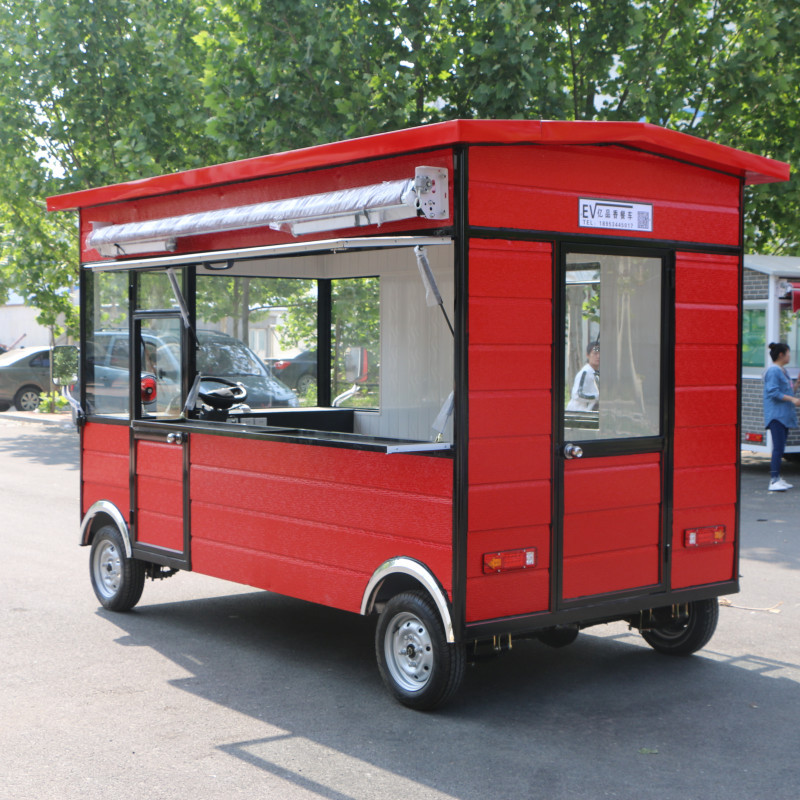 定制电动四轮餐车中巴车多功能售货车流动快餐车移动小吃车摆摊车