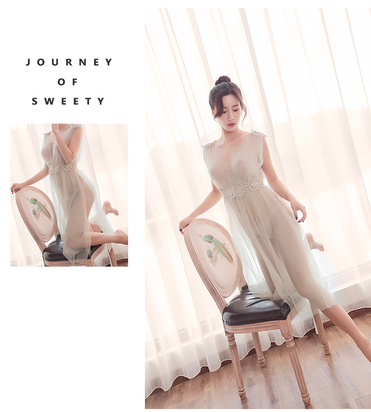 游戏制服 情趣内衣批发 粉色柔缎印花露背系带旗袍 25291nnamu