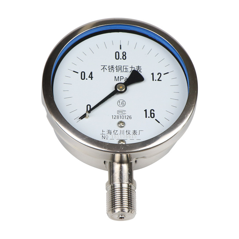 不锈钢压力表y100bf燃气氨用蒸汽锅炉压力表耐高温真空表水压力表