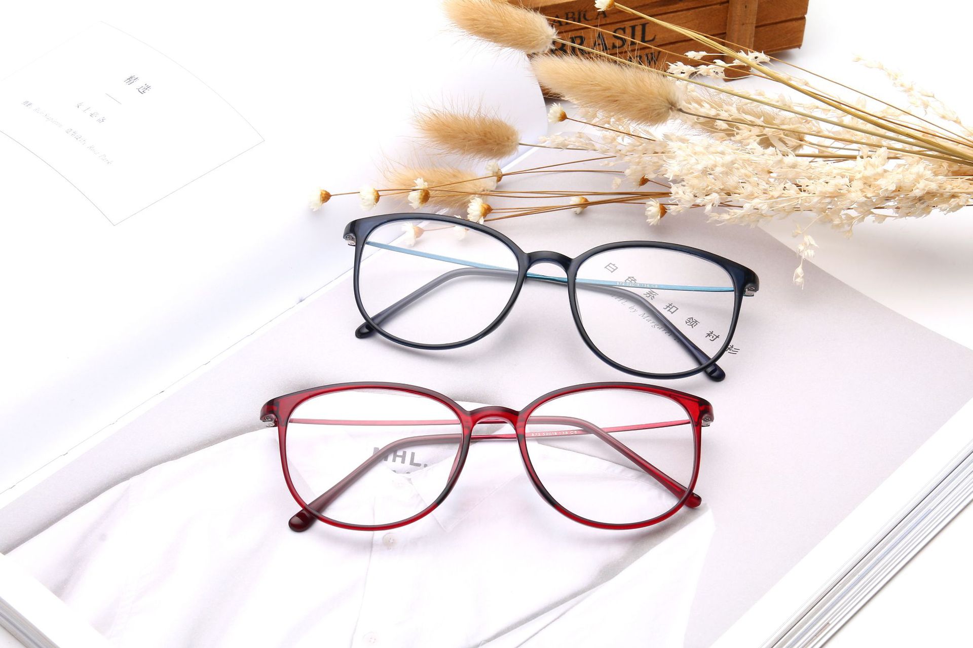 女款时尚塑料眼镜框男士复古平光镜超轻框架眼镜金属腿配近视镜框