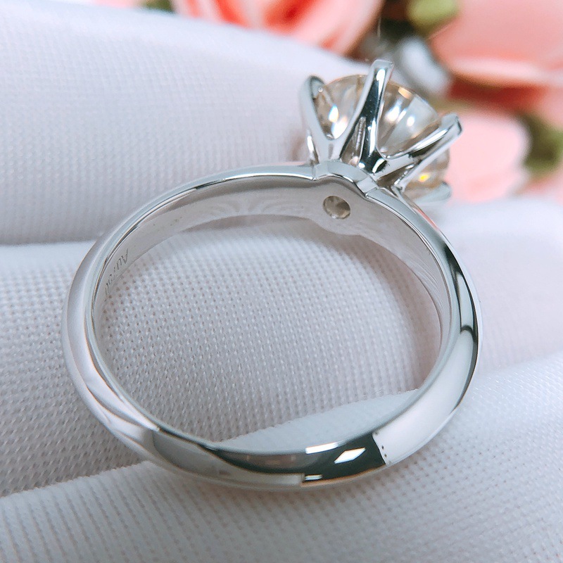 六爪钻戒au750莫桑钻石18k白金镶钻戒指女士求婚订婚钻戒私人定制