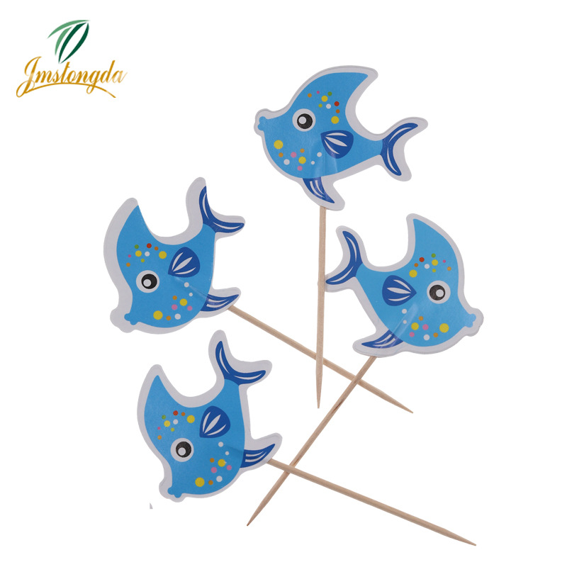 Creative Fish-Shaped Toothpick Flag Party Bar Restaurant and Home Use Decorative Food Ice Cream Fruit Plate, Etc.