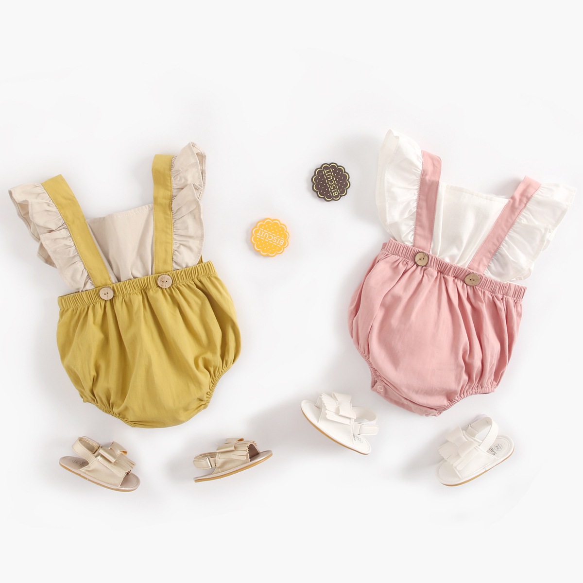 婴儿服装 夏季纯色宝宝连身衣春秋连身衣夏背带假两件三角爬哈衣
