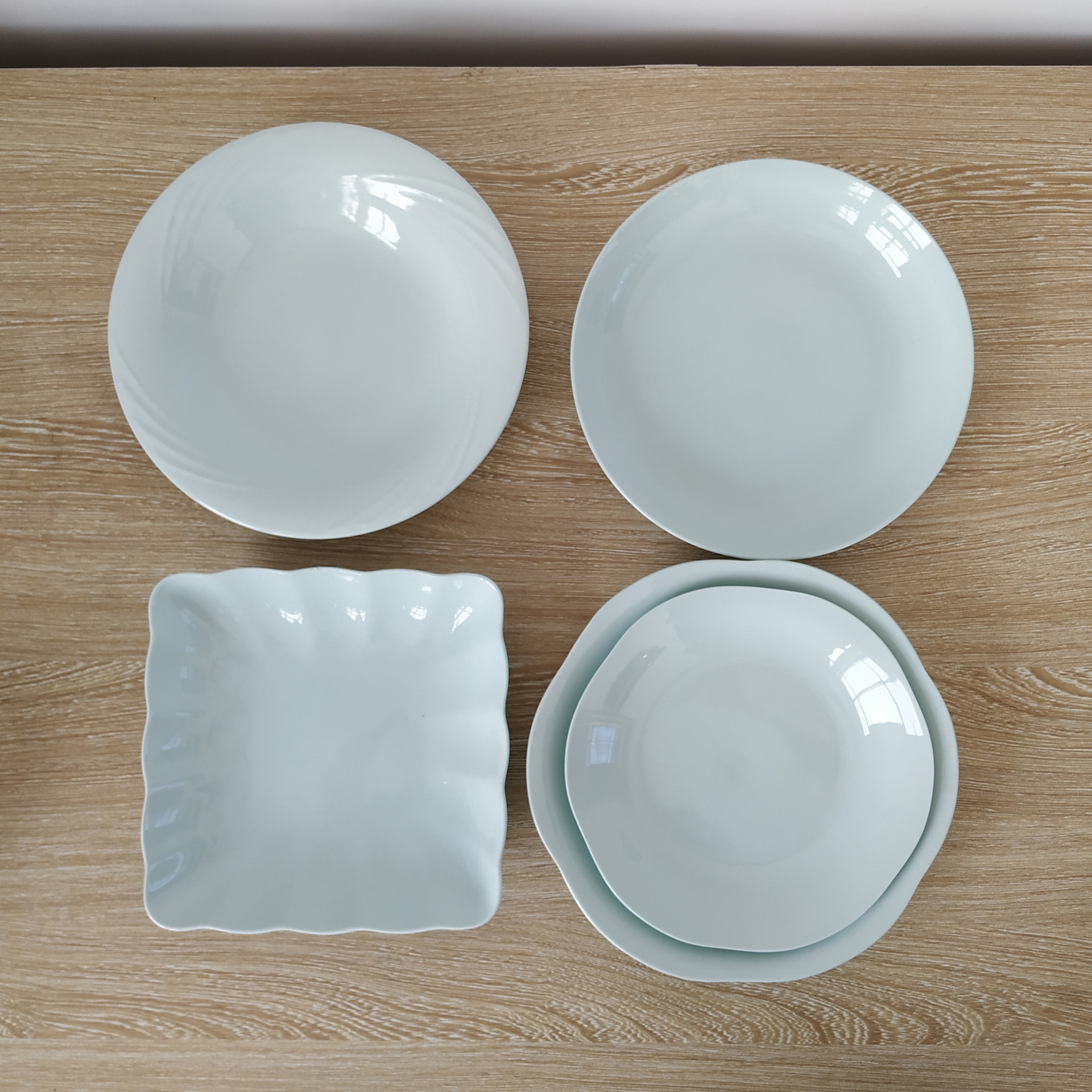 厂家定做4件套镁质强化瓷消毒餐具 江中杯盘碗 可定制logo图案