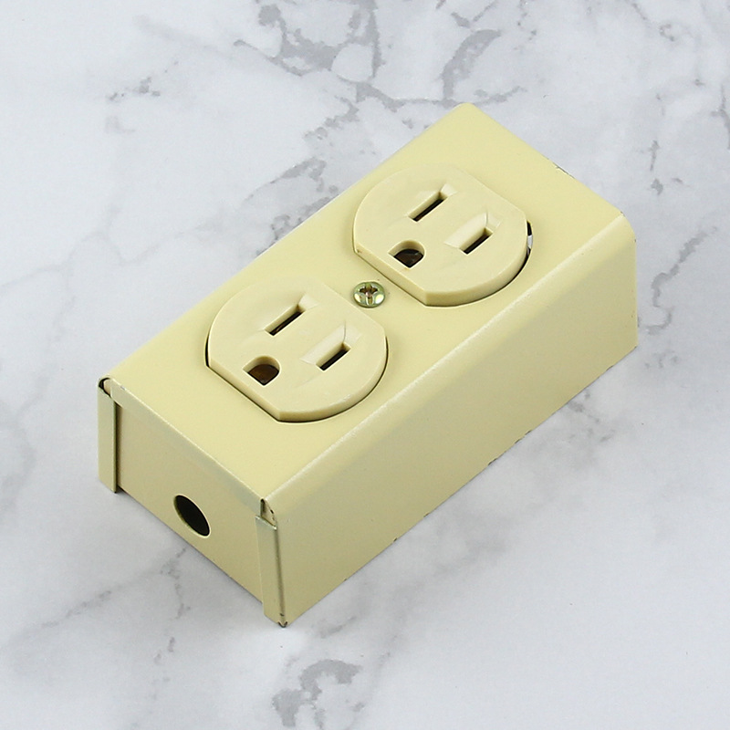 铁壳美式明装插座 15a中南美洲两位美标三极美规明装双联电源插座