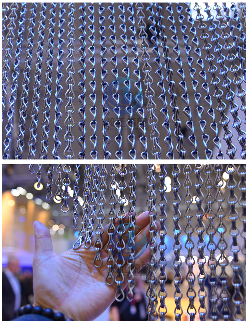 厂销双钩链金属装饰网链帘批发门窗挂帘酒店商场吊顶装饰隔断帘