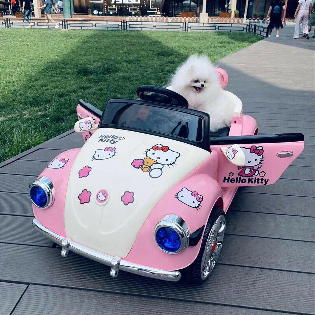 新款儿童电动可爱公主车 四轮遥控卡通电动汽车 可坐人玩具童车