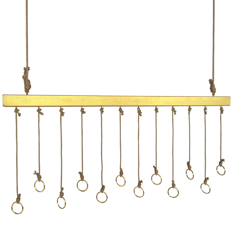 服装店吊挂展示架上墙壁挂衣钩正挂实木麻绳吊杆架侧挂吊顶挂衣架