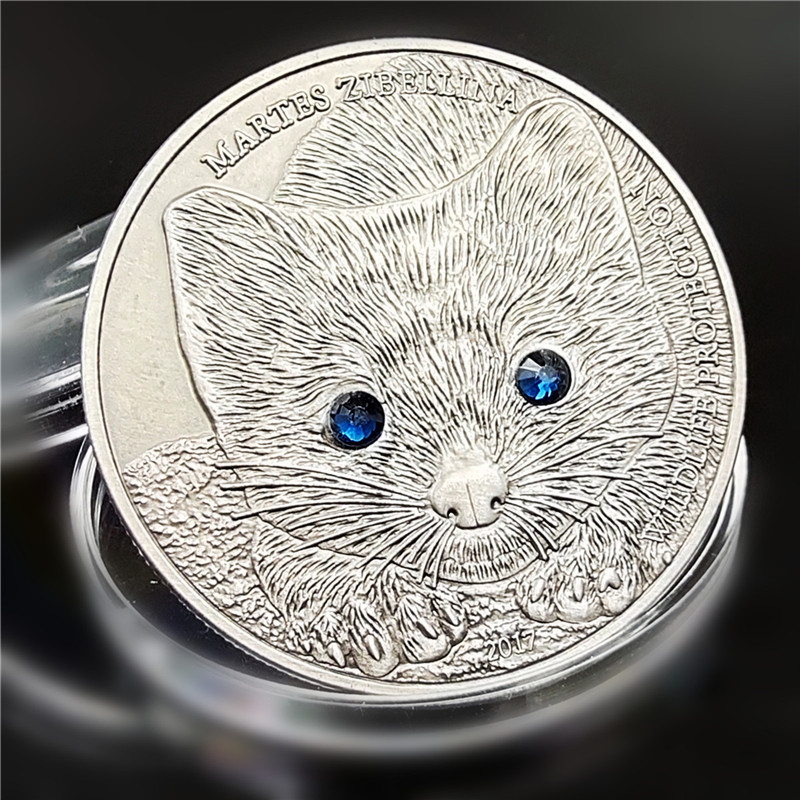 跨境货源ebaywish亚马逊纪念币紫貂蒙古镶钻动物币-阿里巴巴