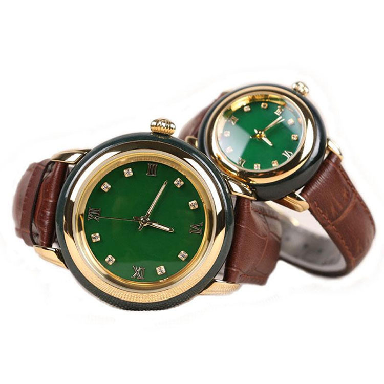 新疆和田玉青玉墨玉机械手表男女款玉石手表腕表情侣表玉器
