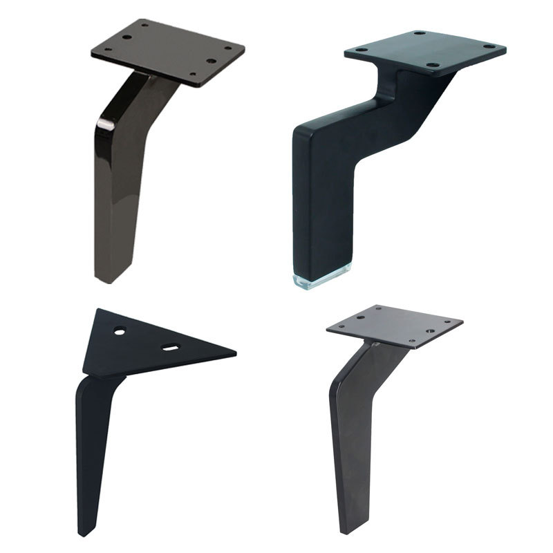 现代美式时尚金属沙发脚黑色烤漆铁沙发腿家具床腿支撑腿五金柜脚