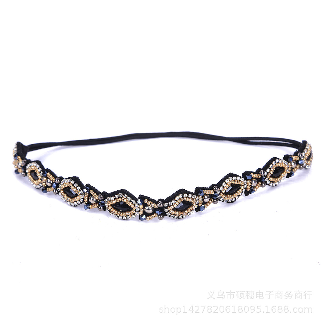 European and American Stylish Hair Accessories Beaded Sewing Bead Hairband Headband Cross-Border E-Commerce in Stock for a Long Time