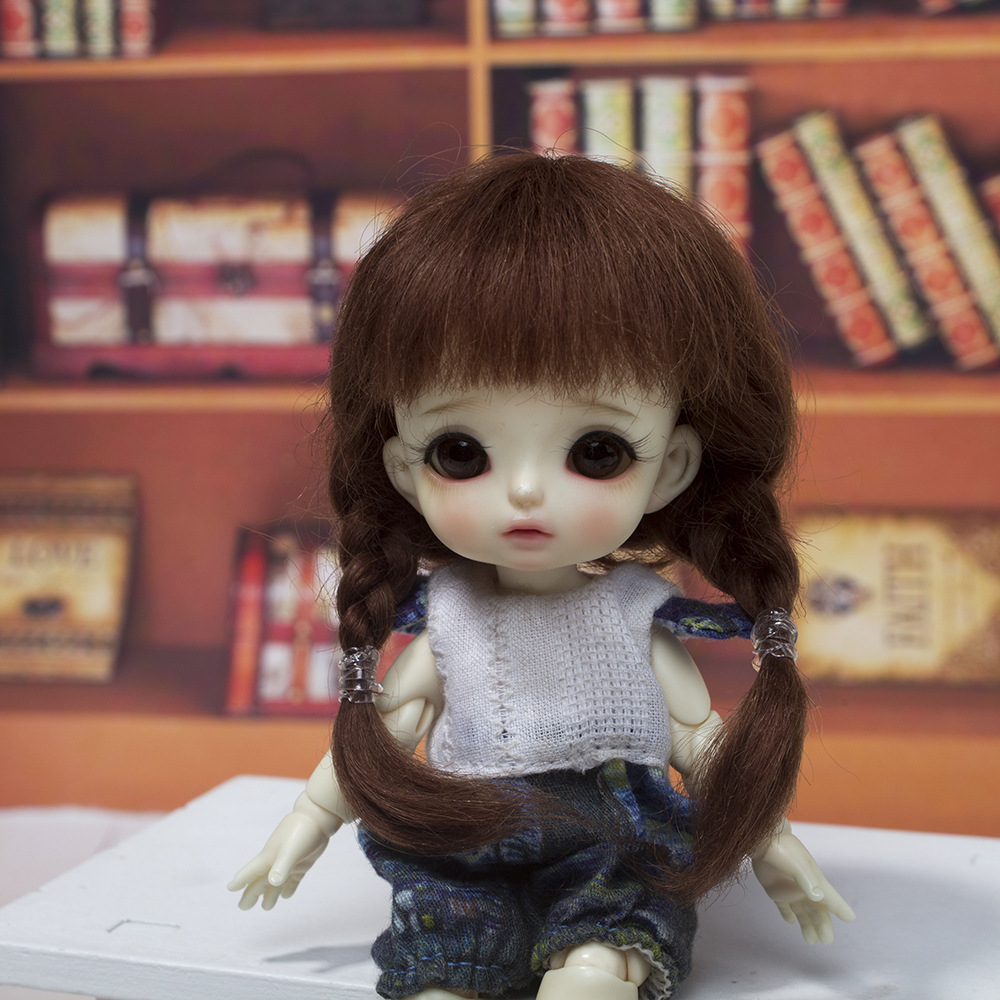 新品bjd sd娃娃假发1/8 6分森系双麻花辫子马海毛假毛ob11假发套