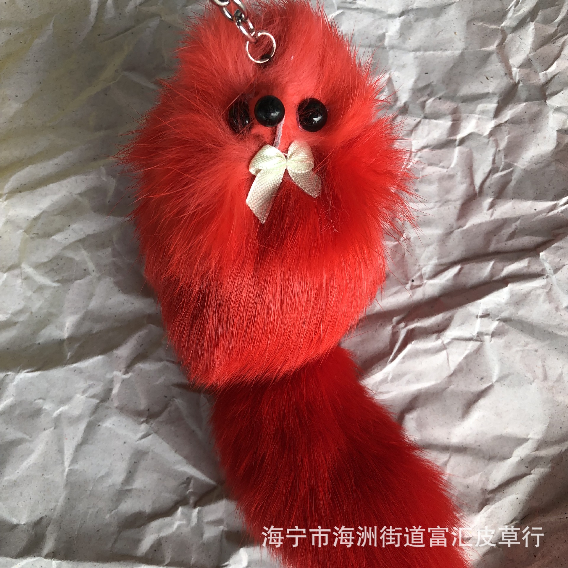 新款雪兔毛小鼠皮草挂件黑白雪兔毛绒包包挂饰汽车钥匙扣配饰海宁