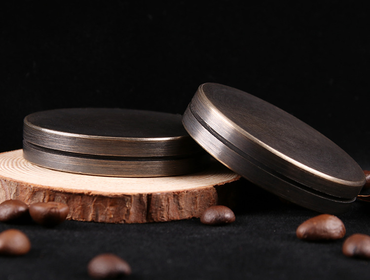 圆形黄铜仿古镇纸实心黄铜镇尺写毛笔字压纸文房四宝创意书桌摆件