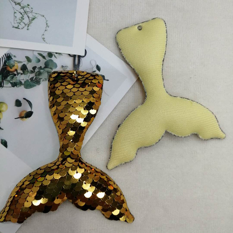 彩色单面鱼尾巴亮片钥匙扣包包配饰挂件diy手工制作饰品配件批发