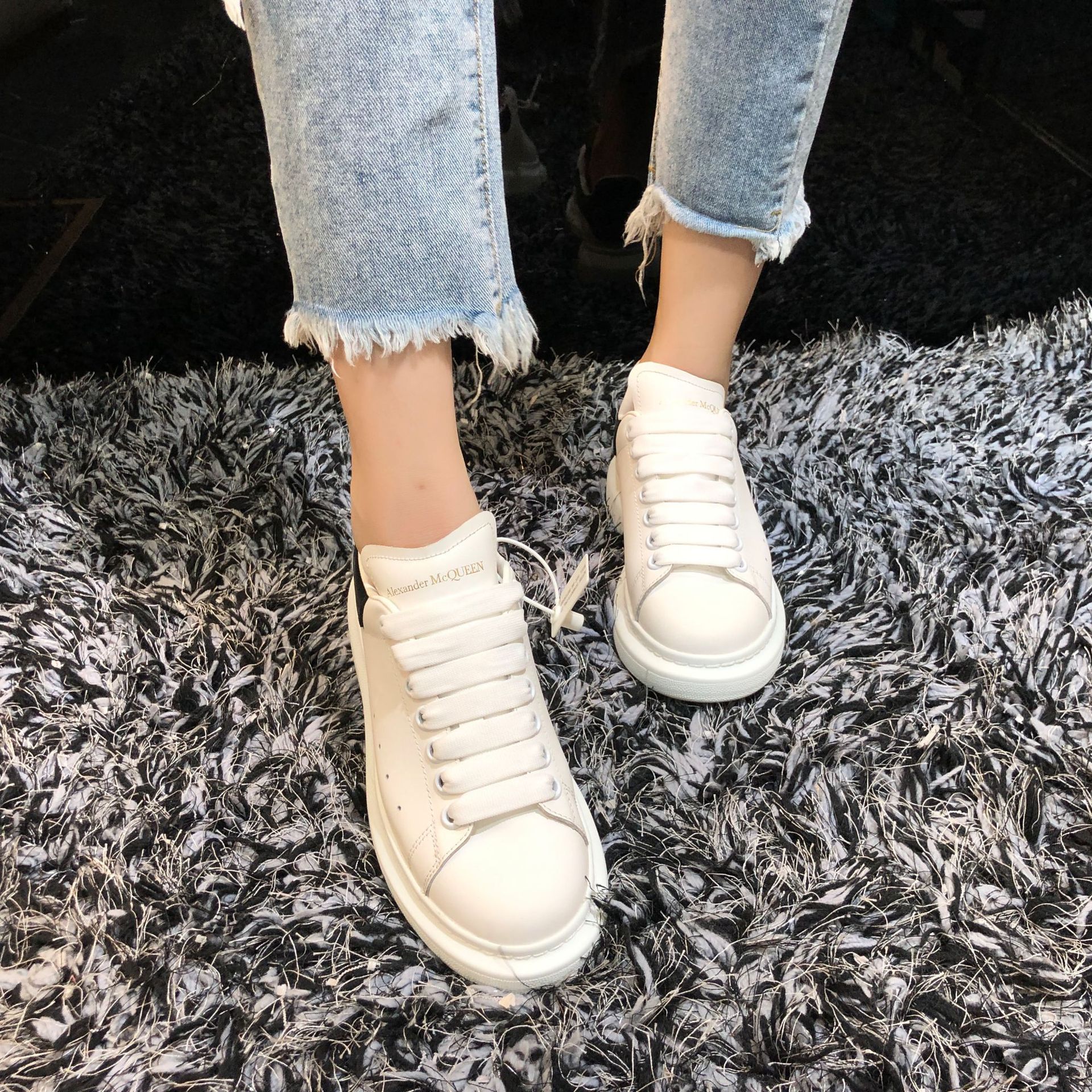 tba麦昆小白鞋女2020夏季新款潮流反光牛皮松糕厚底袁姗姗同款