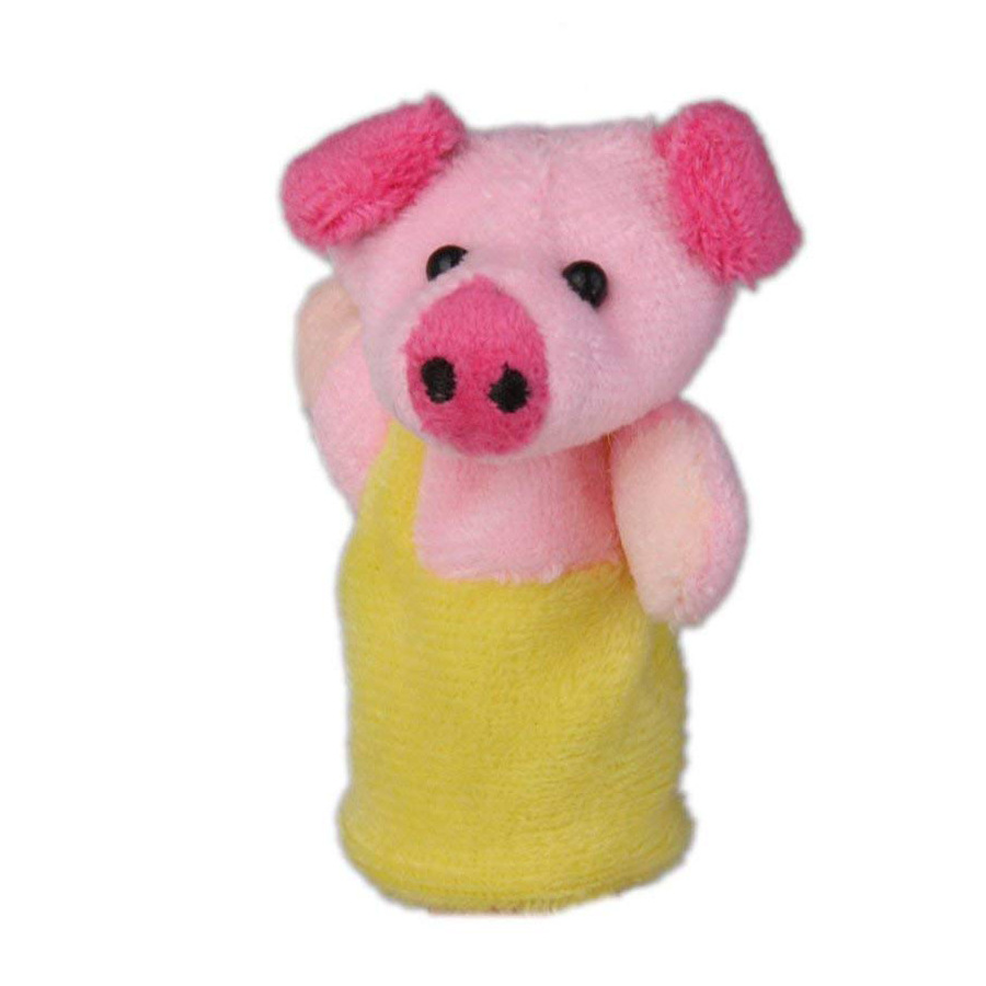 s153卡通动物毛绒手指木偶毛绒玩具小猪玩具毛绒手指木偶故事玩具