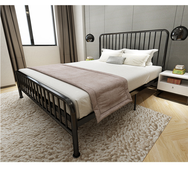 北欧创意铁艺床 酒店民宿双人大床 家用卧室1.5米1.8米金属床