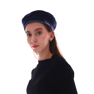 欧美洋气水手帽子女韩版字母蝴蝶结海军帽青年秋冬平顶贝雷帽潮人