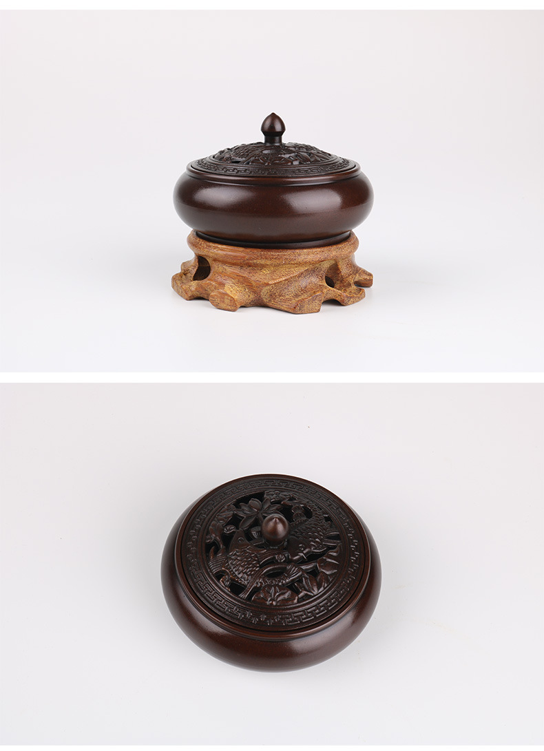 铜世子 纯铜薰炉平底盘香熏香炉苏工包浆家用室内檀香炉禅意茶道