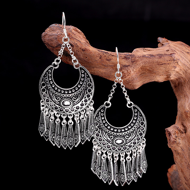 Human Silver Thai Silver Fashion Earrings Wholesale S925 Silver Accessories Exaggerated Women's Tassel Earrings Source Factory Goods