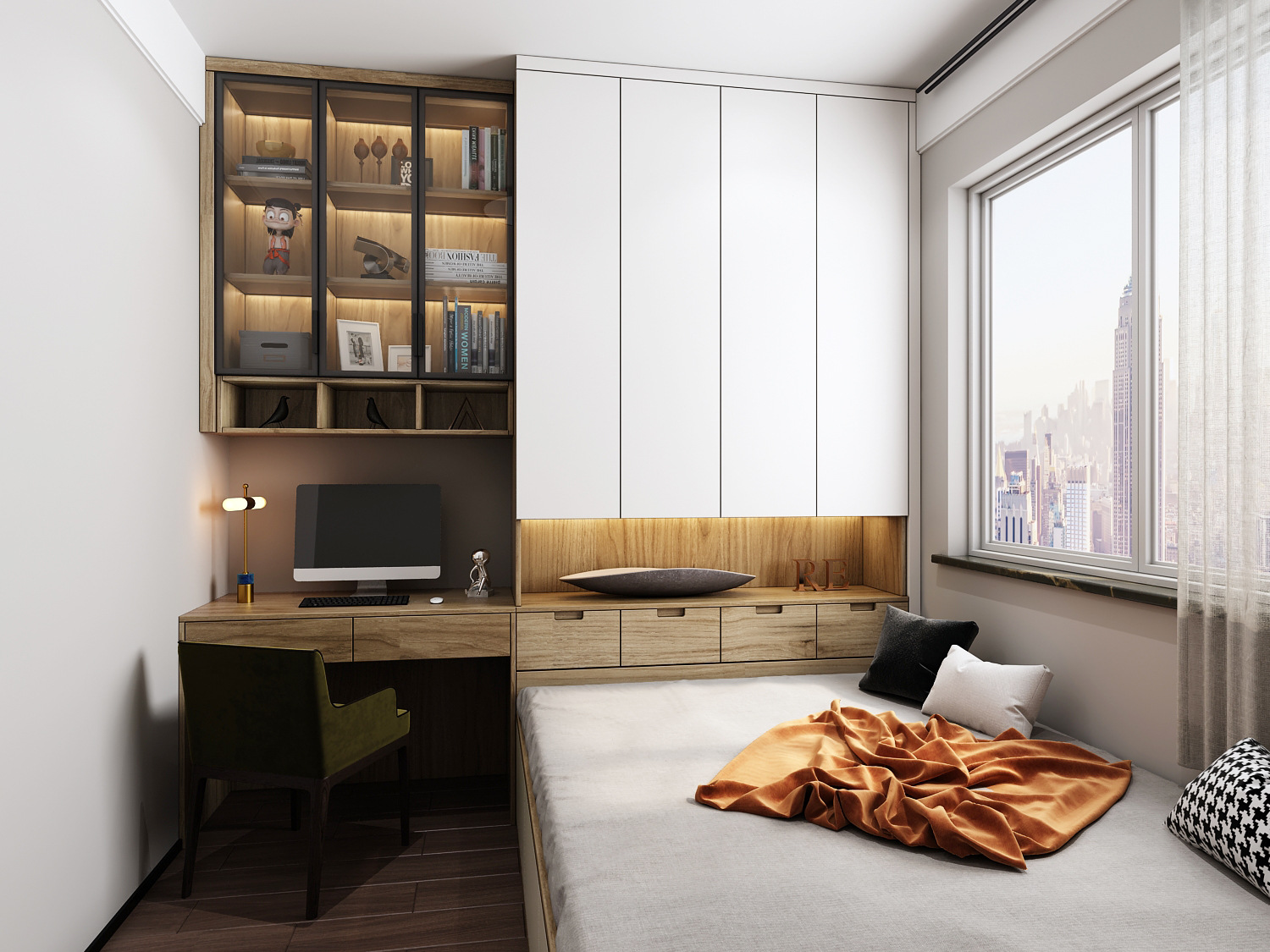 全屋定制现代极简轻奢风格榻榻米定制卧室书柜衣柜全屋家具定制