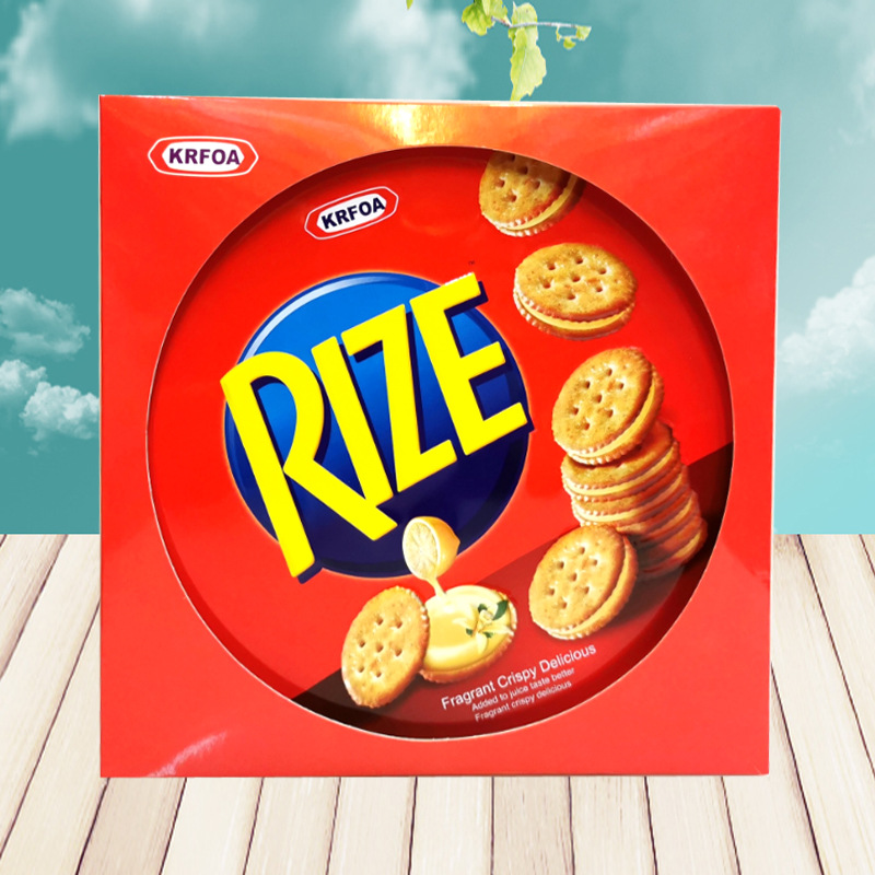 批发年货礼盒装 马来西亚rize柠檬味夹心饼干428g 12盒一箱